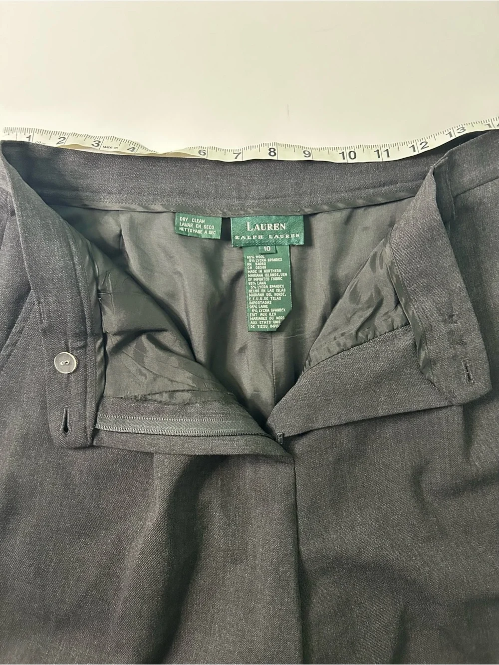 Ralph Lauren Women’s Vintage Dark Grey Wool Blend high-rise Trousers 1990s